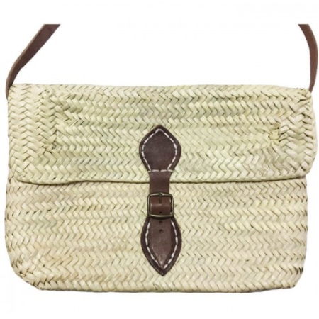 Bolso rectangular mediano con solapa mimbre EMIM