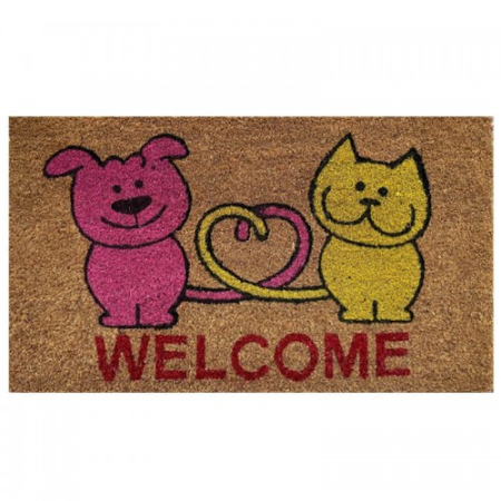 felpudo original welcome perro y gato