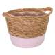 macetero cesta redondo fibra natural rosa