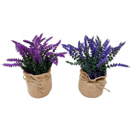 planta artificial pequeña con saco de yute 2 modelos diferentes