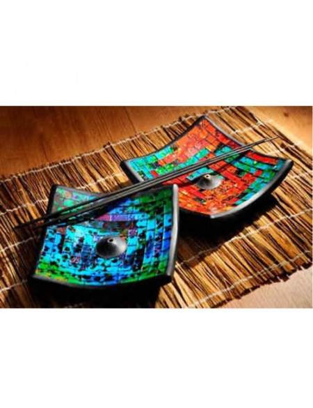 Portasticks plato cuadrado decorado cristales EMIM